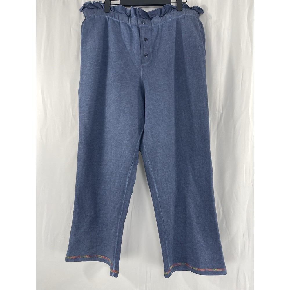 Something Navy Women's Paperbag Taylor Blue Pull Up Crop Pants Sz XXL Activewear